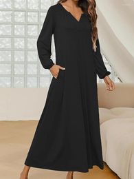 Women's Sleepwear Women S Long Nightgown Sleeve Sleepshirts Oversized Henley Sleep Dress With Pockets Loungewear