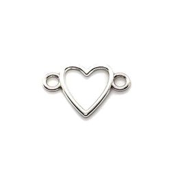 100pcs lot Antique Silver Plated Heart Link Connectors Charms Pendants for Jewelry Making DIY Handmade Craft 16x24mm239h