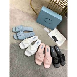 Top Branded Women Sandals Designer Slides Brushed Leather Pumps Summer Screen-printed High Heels Fashion Flat Flip Flops Classic Shoes With Origanal Box