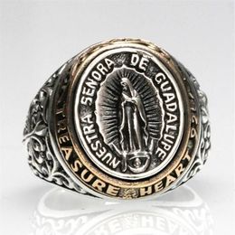 Original design no inlaid texture Virgin Mary Thai silver open ring punk hip-hop charm Chaoren silver jewelry228N