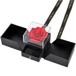 Decorative Flowers & Wreaths Decorative Flowers Eternal Rose With Box Preserved Flower Proposal Jewellery Earrings Necklace Storage Case Dhhia