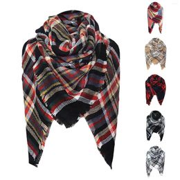 Scarves Women'S Winter Colourful Plaid Warm Soft Scarf Shawl Imitation Satin Women Silk Hair For Neck