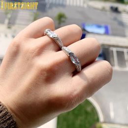 Wedding Rings 925 Sterling Silver Eye CZ Rings Iced Out Cubic Zircon Open Adjustable Ring Fashion Trendy For Women Men Hip Hop Jewellery 231205