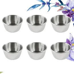 Dinnerware Sets 6PCS Dipping Cups Condiment Bowls Stainless Steel Sauce Serving For Home Restaurant Barbecue