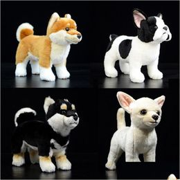 Stuffed Plush Animals Real Life Standing France Bldog Chihuahua Toys Soft Lifelike Dog Animal Shiba Inu Kids Baby Christmas Gifts Lj20 Dhh3L