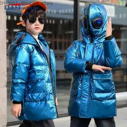 Down Coat -30 Degrees 110-160cm Boys Winter Coat Clothes Overcoat Snowsuit Thick Hooded Parka Warm Cotton Long Jacket For Kids Clothing Q231205