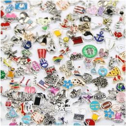 whole 100pcs lot Floating Locket Charms Bulk Mix Many styles Multi Designs Jewelry Fittings for Zinc Alloy Lockets pendant234n