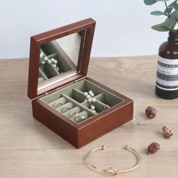 Jewellery Pouches Mini Retro Wooden Box Display Rack To Store Earrings Ring Necklaces And Bracelets Travel Portable Small