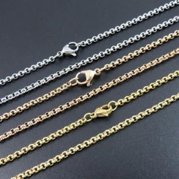 Chains Necklace Women Stainless Steel Long Men Fashion Rose Gold Chain Pearl Jewellery On The Neck Whole2083