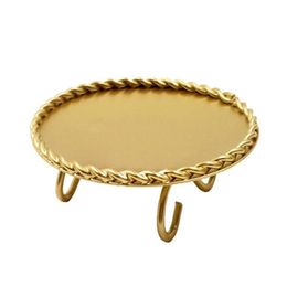 Candle Holders 3pcs Retro Durable Desktop Anti Rust For Table Living Room Bedroom Iron Plate Gold Home Decor Round El Holder Gift279j
