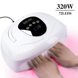 Nail Dryers 320W 72LEDs Dryer UV LED Lamp for Curing All Gel Polish With Motion Sensing Professional Manicure Salon Equipment 231204