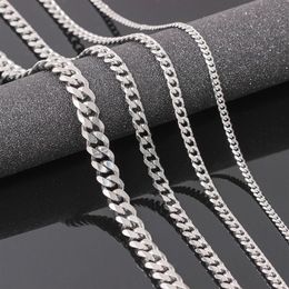 VRIUA Width 4 5 6 9MM 18-26 inch Customise Length Mens High Quality Stainls Steel Necklace Curb Cuban Link Chain Jewerly303k