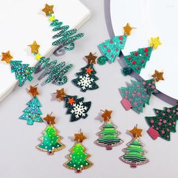 Dangle Earrings Glitter Acrylic Christmas Tree Star For Women Fashion Cartoon Plant Statement Earring Xmas Jewelry Gifts