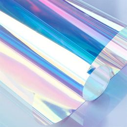 Window Stickers Decorative Color Reflective Mirror Glass Home Iridescent Dichroic Solar Restaurant Glossy Sticker Rainbow Handmade284x