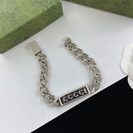 Men Designer Bracelet Fashion Chains Silver Stainless Steel Woman Wide Bracelets With Letter Bracciale Uomo Man Jewelry Hand Chain246g