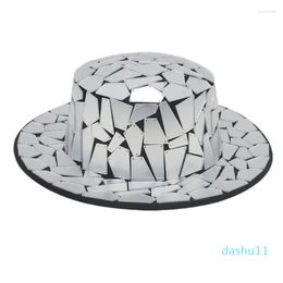 Berets Spot Drill Dome Flat Hat Wafer Lens Decorative Fashion Fedora Hats Men Women Stage Performance Felt Cap