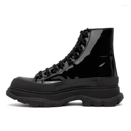 Boots 2023 Hipster Male Pure Black Leisure All Small Light Luxury High Upper Mid-tube Leather Ankle Of Quality