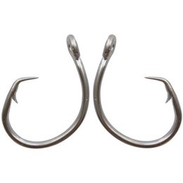 40pcs Stainless Steel Circle Fishing Hooks White Thick Tuna Bait Fishing Hook 39960 Size 8 0-15 0279r