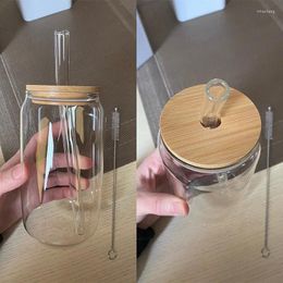 Wine Glasses Tea Cup Breakfast 550ml/350ml Straw Drinkware Milk Cups Can Lid Beer Juice Glass With Bubble And Transparent Mocha Mug