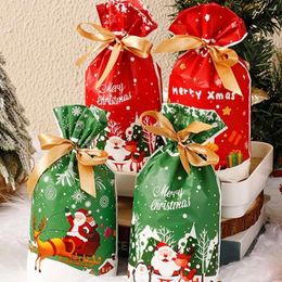 Christmas Decorations 50PCS Santa Claus Xmas Candy Bags Home Decoration Snowflakes Snowmen Biscuit Merry Treat Bag