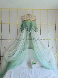 Crib Netting Princess Bed Curtain Mosquito Net With Crown Fully Enclosed With Zipper Canopy Embroidery Bed Valance Bedroom Decoration Q231205