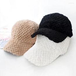 Ball Caps Autumn Winter Baseball Cap Women Men Wool Hats Keep Warm Plush Japanese Version Tide Duckbill Hat Spring Solid Trend