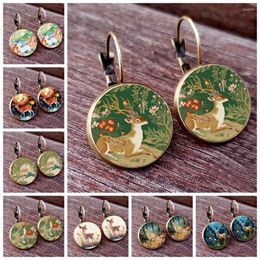 Stud Earrings Arrival Colorful Deer Sika Glass Cabochon Womens Like Girls Jewelry Gifts