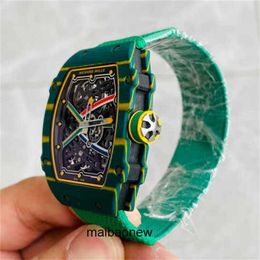 Richaremill Luxury Watch Selfwinding tourbillon watch ceramic sapphire case waterproof ultrathin Y Mechanical Rm6702 Luxury Wristwatch Carbon Dial Automatic TG