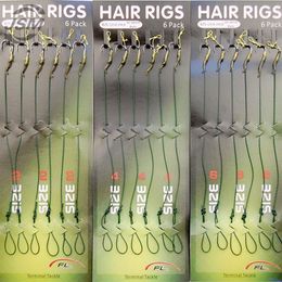 18pcs Carp Fishing Hair Rigs Green Coated Thread Loop 8340 High Carbon Steel Hook Boilies Carp Rigs Carp Fishing Accessories2534