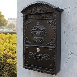 Cast Aluminium Iron Mailbox Postbox Garden Decoration Embossed Trim Metal Mail Post Letters Box Yard Patio Lawn Outdoor Ornate Wall247r