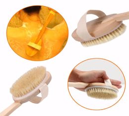 Natural Boar Bristle Wooden Brush Long Handle Massager Bath Shower Back Spa Body Brush Skin Bath Brush Bathroom Products9071646