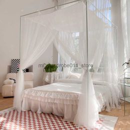 Crib Netting Floor Style Mosquito Net With Straps Frame Princess Bed Valance Three-Door Gauze Canopy Tent Household Girl Bedroom Decoration Q231205