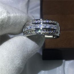 Classic Male Ring 3mm 5A Zircon stone 5A Cz Party Engagement wedding band ring for Men White gold filled Jewelry251c