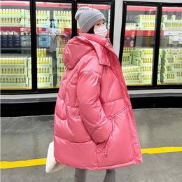 Women's Trench Coats 2023 Winter Parkas Jacket Women Loose Glossy Down Cotton Coat Female Hooded Thicken Warm Padded Casual Overcoat Ladies