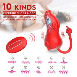 Sex Toy Massager 10 Frequency Vibration G-spot Stimulation Dual Shock Jumping Eggs Roses Female Toys