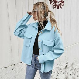 Women's Jackets Winter Coat For Women Jacket Solid Single Breasted Woollen Casual Short Lapel Loose 2023