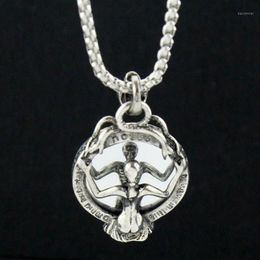 Cool Vintage Skeleton Magic Mirror Alloy Pendant Necklace Men's Jewellery Punk Rock Skull Style Charm Necklaces 1307u