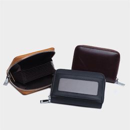 HBP 13 Hight Quality Fashion Men Women Real Leather Credit Card Holder Bus Card Case Coin Purse Mini Wallet281E