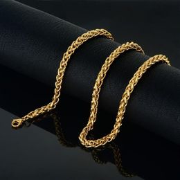 Mens Gold Chain Fashion Jewellery Kpop Vintage Stainless Steel Necklace Men Colour 6mm Rope Chains308B