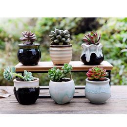 Planters & Pots 6pcs Plant Pot Ceramic Succulent Flower Variable Flow For Home Room Office Without278O