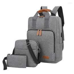 Backpack 2023 Unisex 3 Set School Bags Messenger Teenager Boys Girls Computer Crossbody Handbag Clutch Pack Mochila Escolar