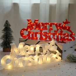 Party Masks 2023 Christmas Decoration Items Garland Accessories Merry Night Light Three Dimensional Letter Led Lamps 231204