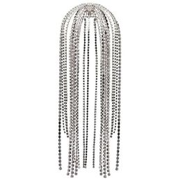 StoneFans Trendy Rhinestone Hair Accessories Chain for Women Jewelry Elegant Full Crystal Tassel Hairbands Long Chain Headwear W013080