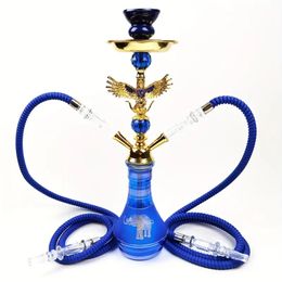 Premium 2-Set Hookah Set with Eagle-Shaped Hookah, Elephant-Patterned Glass Vase, Ceramic Bowl & Coal Tongs Ashtray - Perfect Smoking Accessories!