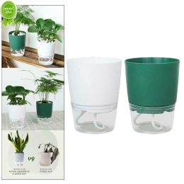 Vaso de planta com rega automática, plástico transparente, dupla camada, bacia de sucção automática, vaso preguiçoso de violeta africana