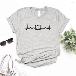 Women's T Shirts Book Heartbeat Print Women Tshirt Casual Funny Shirt For Yong Lady Girl Top Tee 6 Colours Drop Ship NA-410