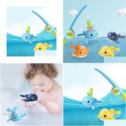 Bath Toys Baby Magnetic Fishing Games Clockwork Toy Pool Fun Bathtub For Toddlers Kids Whales Water Tub Gifts Drop Delivery Maternity Dhehr