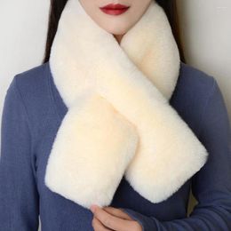 Scarves Soft Warm Faux Fur Cross Plush False Collar Scarf Hairy Snood Solid Colour Fluffy Shawls Winter