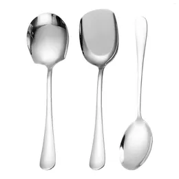 Spoons 3pcs Kitchen Tool Gift Tablespoon Reusable Serving Spoon Set Stainless Steel Silver Multipurpose Dessert For Catering Daily Home