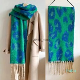 Scarves Autumn Winter Women Leopard Print Cashmere Scarf Thicken Warm Shawl Fashion Lady Pashmina Tassel Blanket Bandana